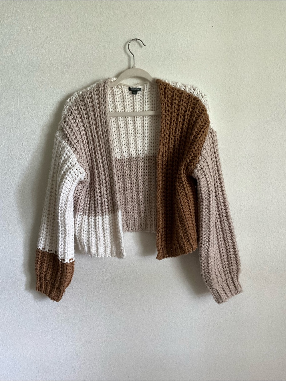 wild fable Colorblock Chunky Cardigan - Cream, Beige & Brown Small - Picture 4 of 4